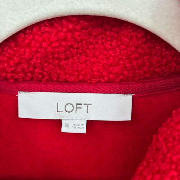 LOFT Sherpa snap collar red pullover - Picture 9 of 11